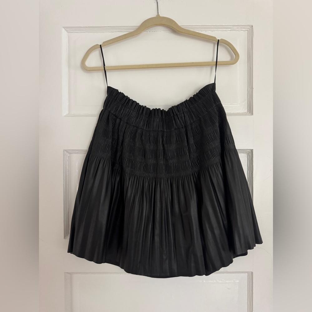 7 for all mankind faux leather pleated skirt